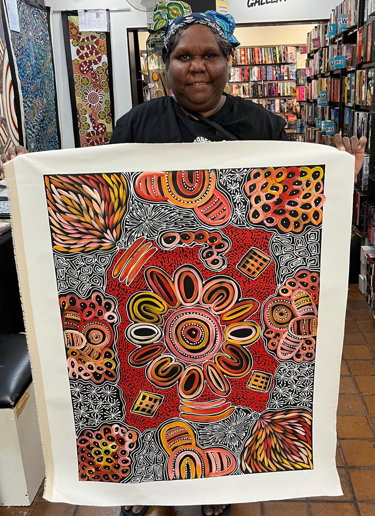 #402 My Country Dreaming (Sunset) - SHARON NUMINA : Aboriginal Art: 70cm x 90cm