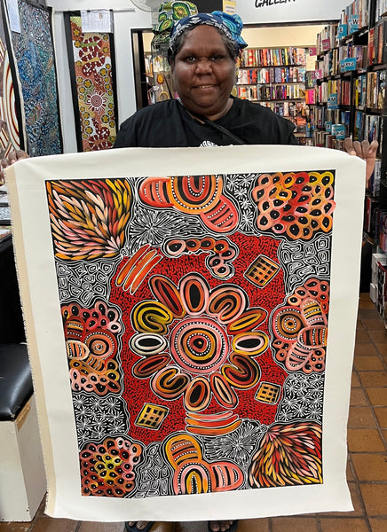 #402 My Country Dreaming (Sunset) - SHARON NUMINA : Aboriginal Art: 70cm x 90cm