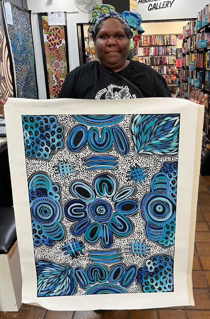 #330 My Country Dreaming (Blues) - SHARON NUMINA : Aboriginal Art: 70cm x 90cm