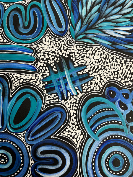 #330 My Country Dreaming (Blues) - SHARON NUMINA : Aboriginal Art: 70cm x 90cm