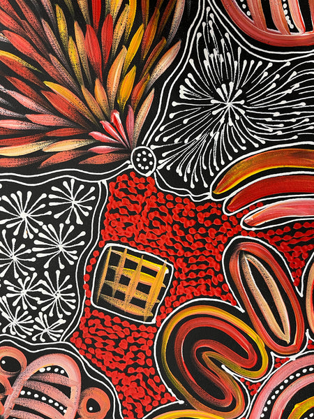 #402 My Country Dreaming (Sunset) - SHARON NUMINA : Aboriginal Art: 70cm x 90cm