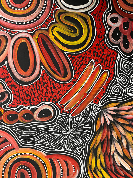 #402 My Country Dreaming (Sunset) - SHARON NUMINA : Aboriginal Art: 70cm x 90cm