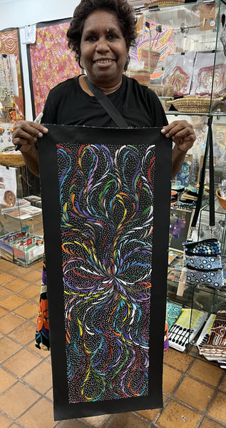 #13 Bush Medicine Leaves & Seeds (Multi) - SELINA NUMINA : Aboriginal Art: 30cm x 95cm