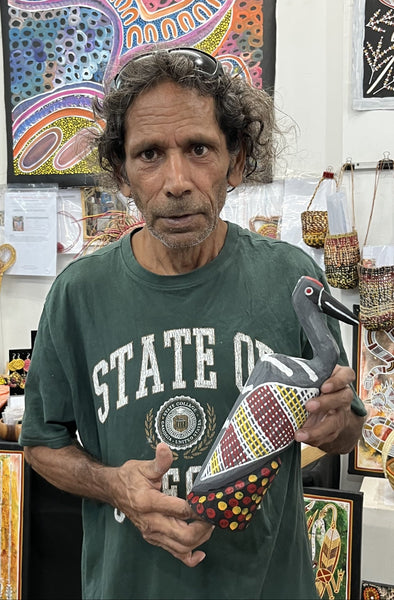 #98 Jacana Bird  Carving -  Carving- KENNY REID: Aboriginal Art: 30cm x 8cm x 8cm