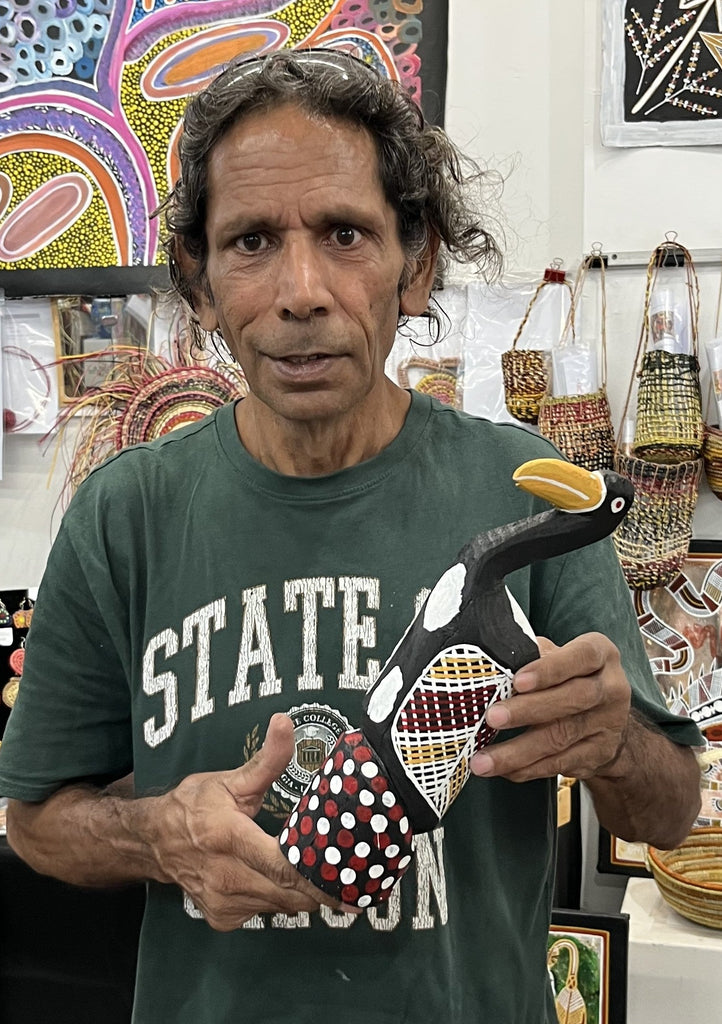 #92 Magpie Goose Carving -  Carving- KENNY REID: Aboriginal Art: 30cm x 8cm x 8cm