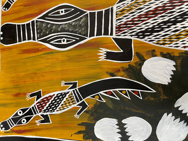 #147 Saltwater Dreaming (Crocodiles Nesting) CHRISTINE BURARRWANGA : 47x86cm