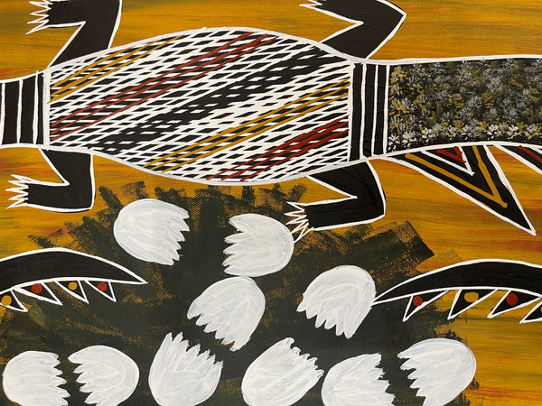 #147 Saltwater Dreaming (Crocodiles Nesting) CHRISTINE BURARRWANGA : 47x86cm