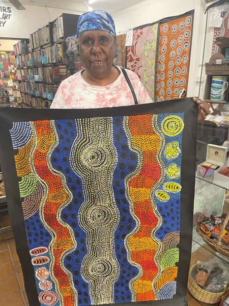 #51 Brown Dingo Dreaming -  LANITA NUMINA : Aboriginal Art: 93x69cm