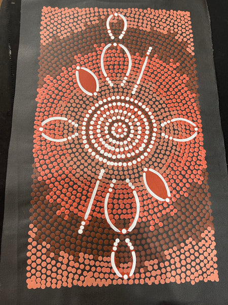 #30 Women Hunting at Waterhole (Earth) - BEVAN CLANCY TJAMPITJIMPA 26x43cm