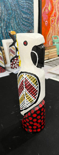 #37 White Cockatoo Carving- KENNY REID: Aboriginal Art: 30cm x 8cm x 8cm