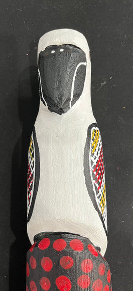 #37 White Cockatoo Carving- KENNY REID: Aboriginal Art: 30cm x 8cm x 8cm