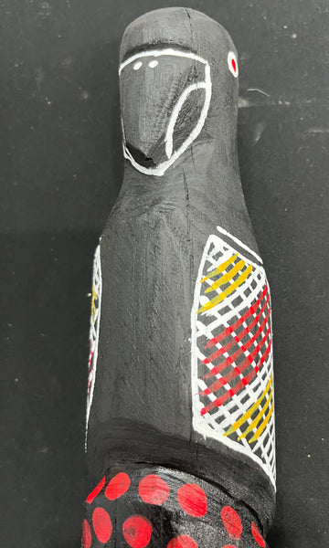 #82 Black Cockatoo Carving- KENNY REID: Aboriginal Art: 29cm x 8cm x 8cm
