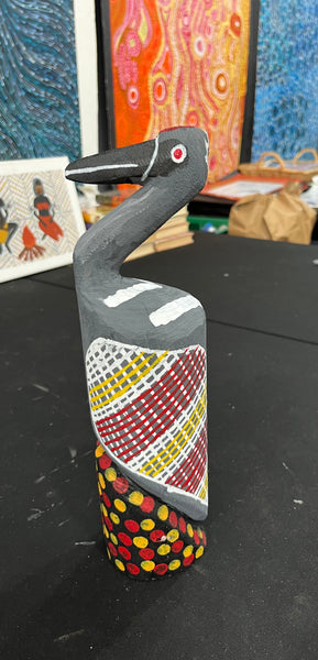 #98 Jacana Bird  Carving -  Carving- KENNY REID: Aboriginal Art: 30cm x 8cm x 8cm