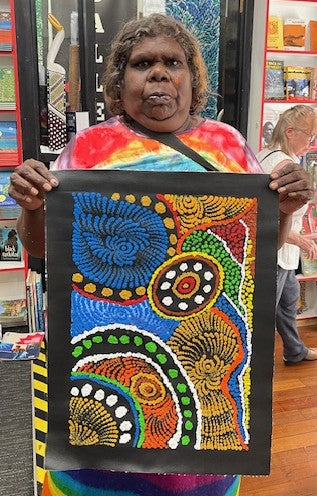 #219 Flying Ants Dreaming - MARIA NAMPIJINPA BROWN: Aboriginal Art: 37cm x 51cm
