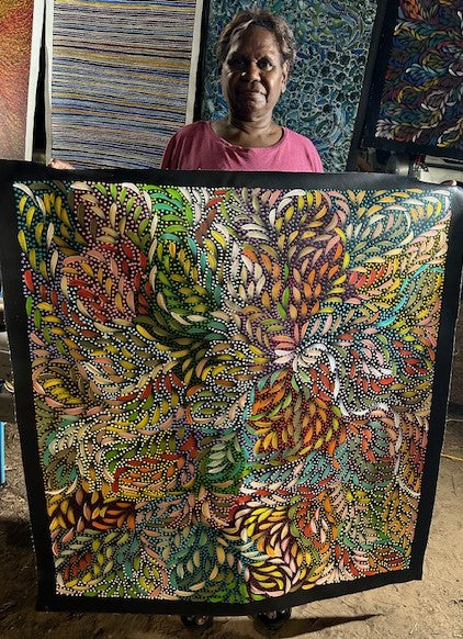 #239 Bush Medicine Leaves and Seeds (Multi) - CAROLINE NUMINA : Aboriginal Art 97x105cm