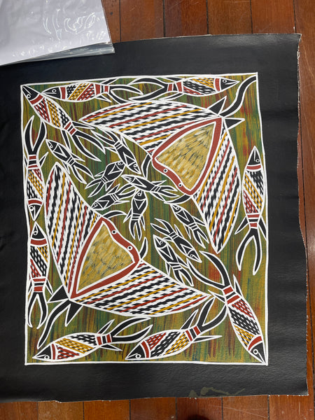 #183 Saltwater Dreaming (Earth) - CHRISTINE BURARRWANGA : 44x53cm