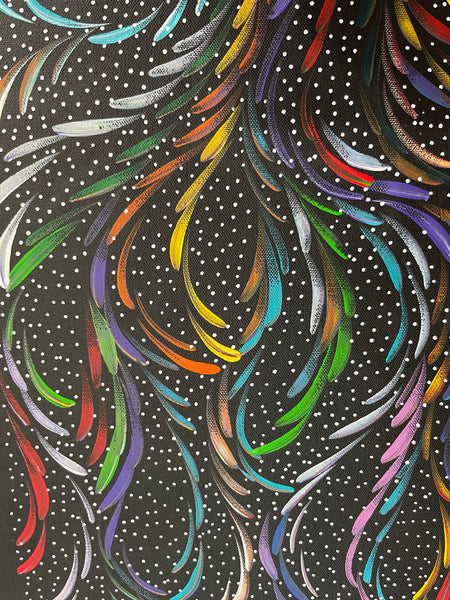 #13 Bush Medicine Leaves & Seeds (Multi) - SELINA NUMINA : Aboriginal Art: 30cm x 95cm