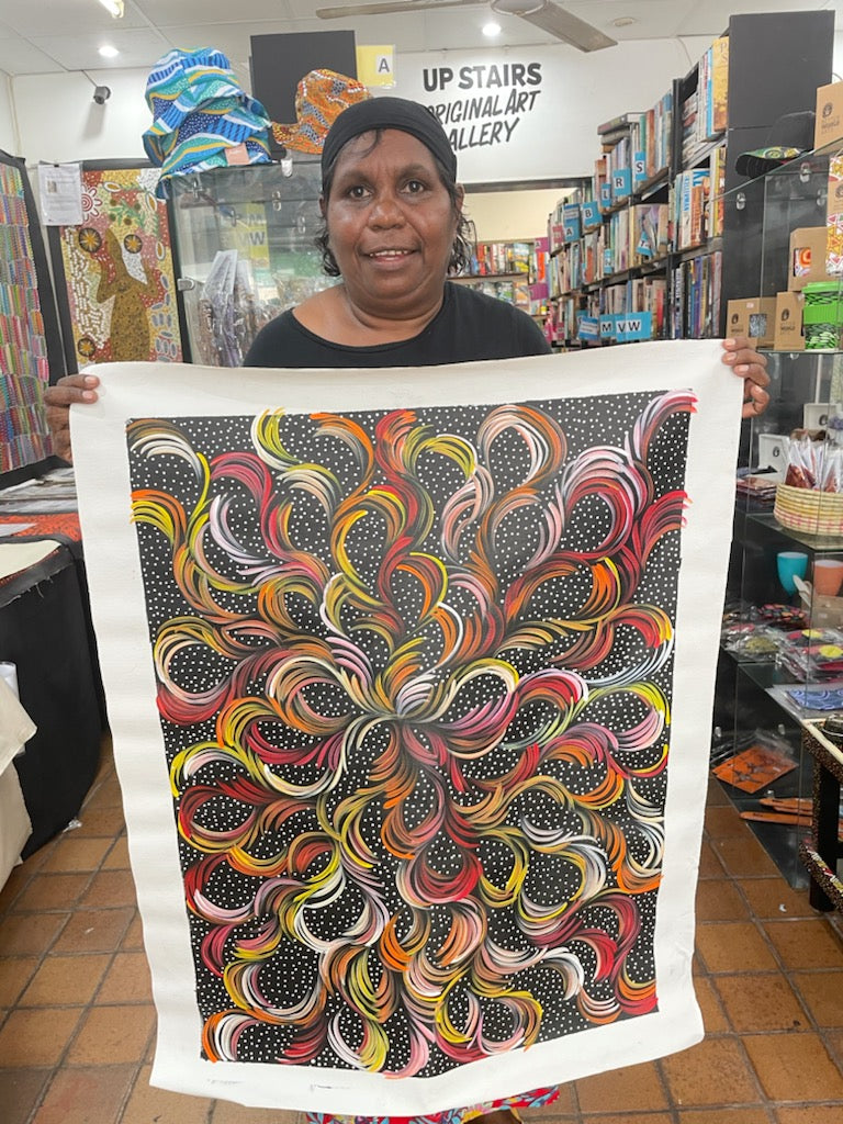 #199 Bush Medicine Leaves (Sunset) - SELINA NUMINA : Aboriginal Art: 66x87cm