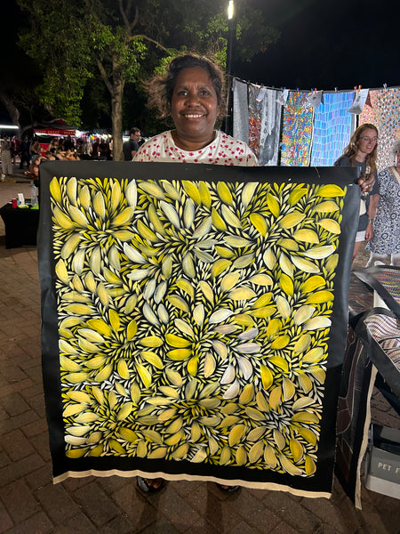 #270 Bush Medicine Leaves- SELINA NUMINA : Aboriginal Art: 86 x 95cm