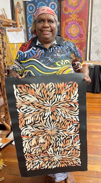 #134 Bush Medicine Leaves (Earth) - LOUISE NUMINA : Aboriginal Art: 71cm x 44cm