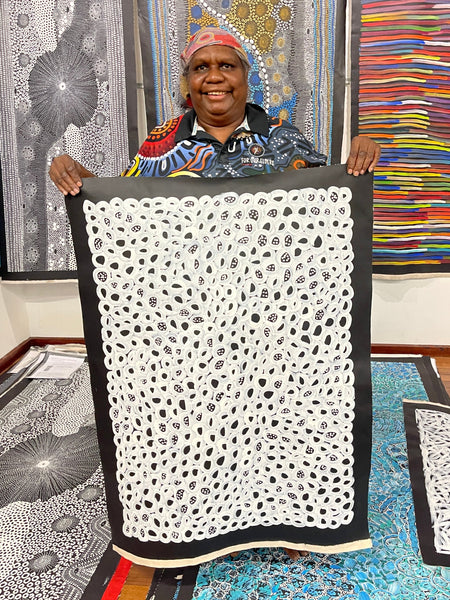 #201 Seeded Bush Melons  - LOUISE NUMINA : Aboriginal Art: 67 x 95cm
