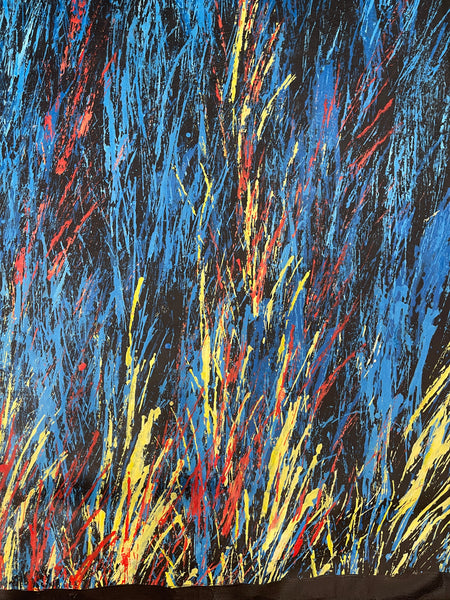 #149 Bush Fire Dreaming (Blue) - REGGIE SULTAN : Desert Art : 72x93cm