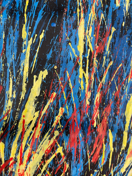 #149 Bush Fire Dreaming (Blue) - REGGIE SULTAN : Desert Art : 72x93cm