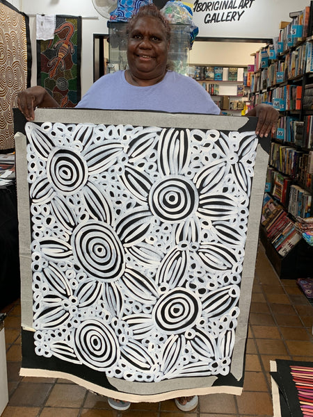 #142 Women's Body Design (Blk/Whte)  LOUISE NUMINA : Aboriginal Art: 85x83cm
