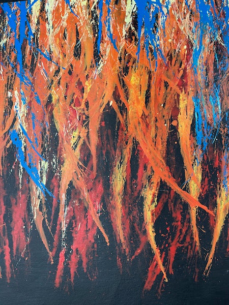 #57 Bush Fire Dreaming - REGGIE SULTAN : Desert Art 150 x 40cm