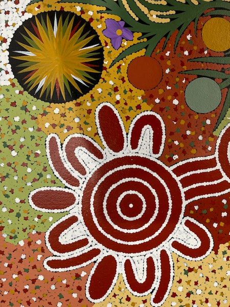 #164 Women collecting Bush Tucker - JONATHAN HOCKLEY - Aboriginal Art: 45 x 93cm