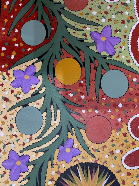 #164 Women collecting Bush Tucker - JONATHAN HOCKLEY - Aboriginal Art: 45 x 93cm