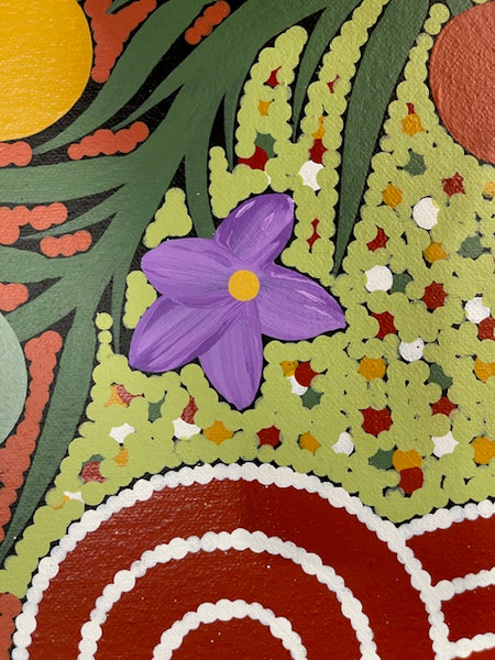 #164 Women collecting Bush Tucker - JONATHAN HOCKLEY - Aboriginal Art: 45 x 93cm