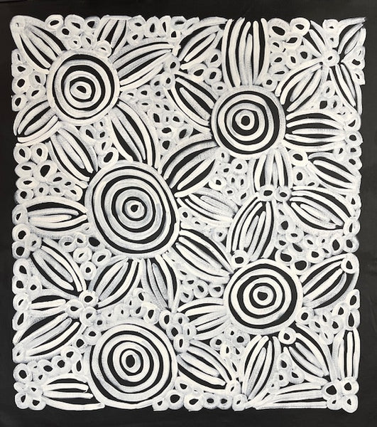 #142 Women's Body Design (Blk/Whte)  LOUISE NUMINA : Aboriginal Art: 85x83cm