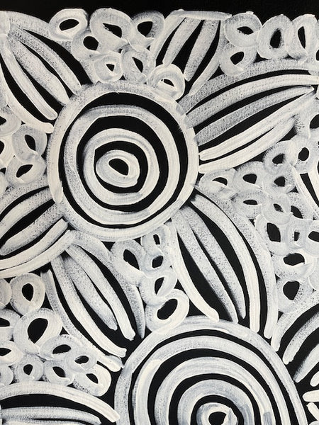 #142 Women's Body Design (Blk/Whte)  LOUISE NUMINA : Aboriginal Art: 85x83cm