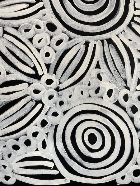 #142 Women's Body Design (Blk/Whte)  LOUISE NUMINA : Aboriginal Art: 85x83cm
