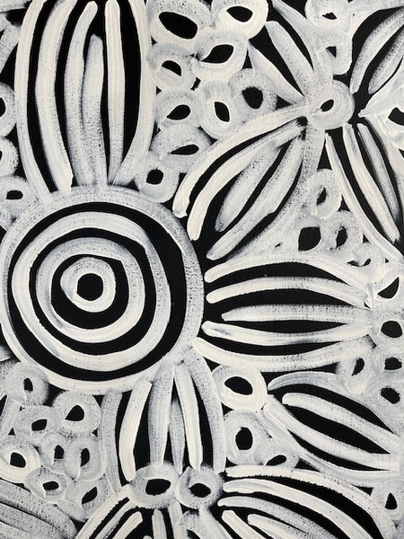 #142 Women's Body Design (Blk/Whte)  LOUISE NUMINA : Aboriginal Art: 85x83cm