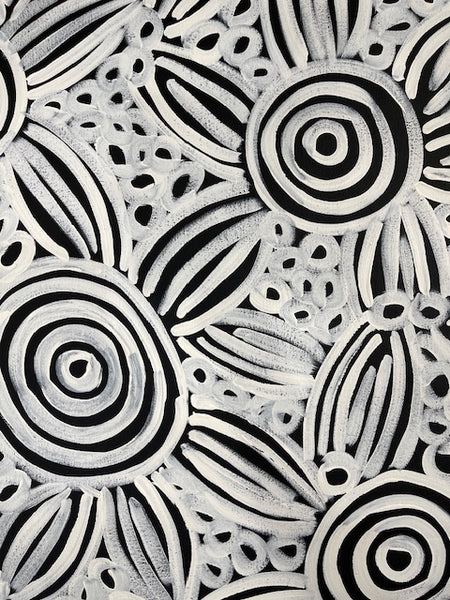 #142 Women's Body Design (Blk/Whte)  LOUISE NUMINA : Aboriginal Art: 85x83cm
