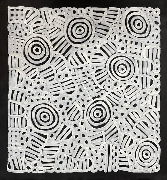 #277 Women's Body Design (Blk/Whte)  LOUISE NUMINA : Aboriginal Art: 95x88cm