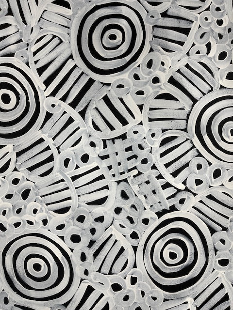 #277 Women's Body Design (Blk/Whte)  LOUISE NUMINA : Aboriginal Art: 95x88cm