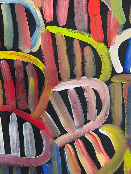 #189 Women's Body Design (Multi)  LOUISE NUMINA : Aboriginal Art: 94 x 147cm