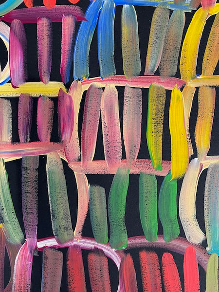 #189 Women's Body Design (Multi)  LOUISE NUMINA : Aboriginal Art: 94 x 147cm