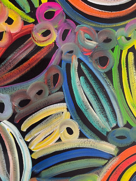 #243 Women's Body Design (Multi)  LOUISE NUMINA : Aboriginal Art: 97 x 147cm