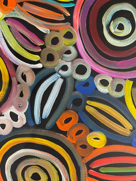 #243 Women's Body Design (Multi)  LOUISE NUMINA : Aboriginal Art: 97 x 147cm