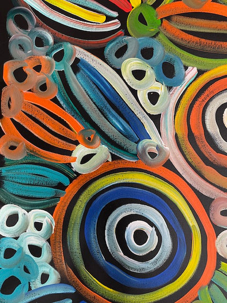 #243 Women's Body Design (Multi)  LOUISE NUMINA : Aboriginal Art: 97 x 147cm