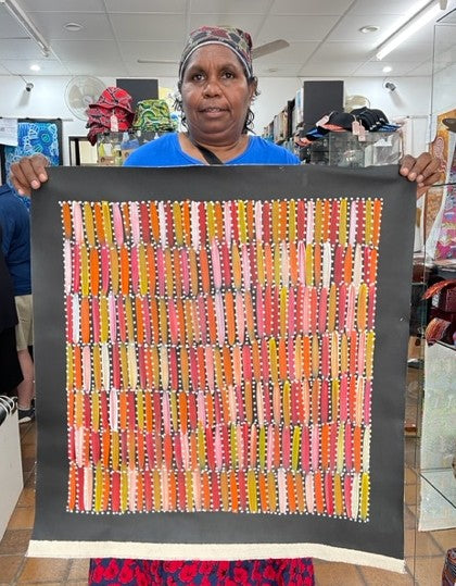 #188 Seeded Bush Yams (Sunset)- SELINA NUMINA :Aboriginal Art:  60cm x 61cm