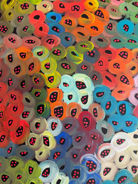 #211 Seeded Bush Melons (Multi) - LOUISE NUMINA : Aboriginal Art: 96x162cm