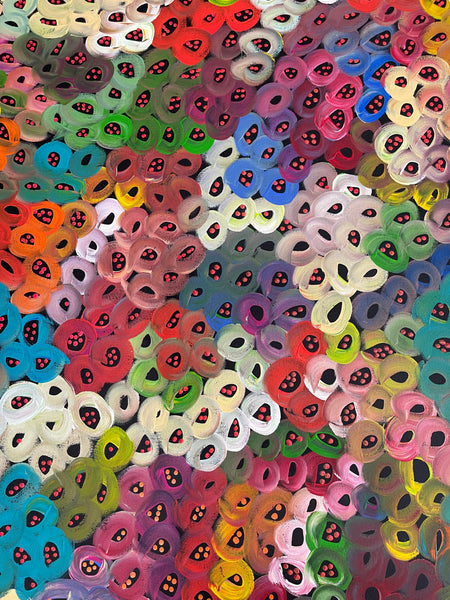 #211 Seeded Bush Melons (Multi) - LOUISE NUMINA : Aboriginal Art: 96x162cm