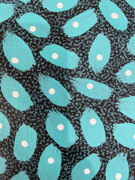 #221 ALIARA BIRD After the Rain (Aqua/Teal) : Aboriginal Art: 52x67cm