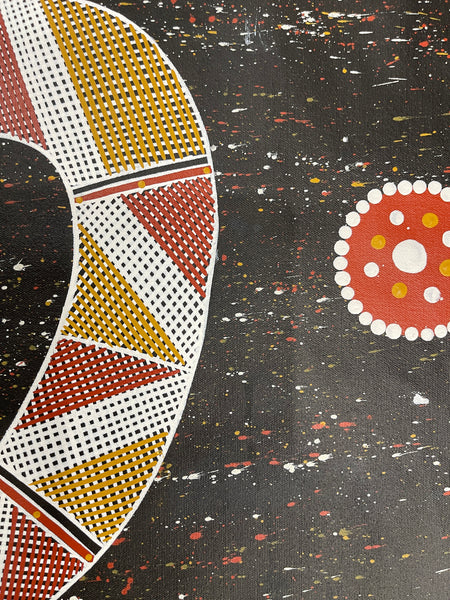#282 Python Dreaming - JIMI SPRATT YUKARN: Aboriginal Art: 95x75cm