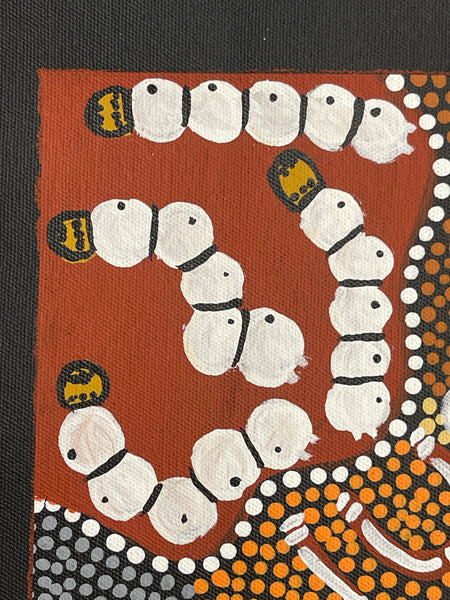 #377 Dingo Dreaming - JOY NAKAMARRA BRISCOE: Aboriginal Art: 40x40cm